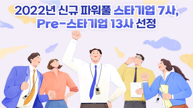  2022년 신규 파워풀 스타기업 7사, Pre-스타기업 13사 선정